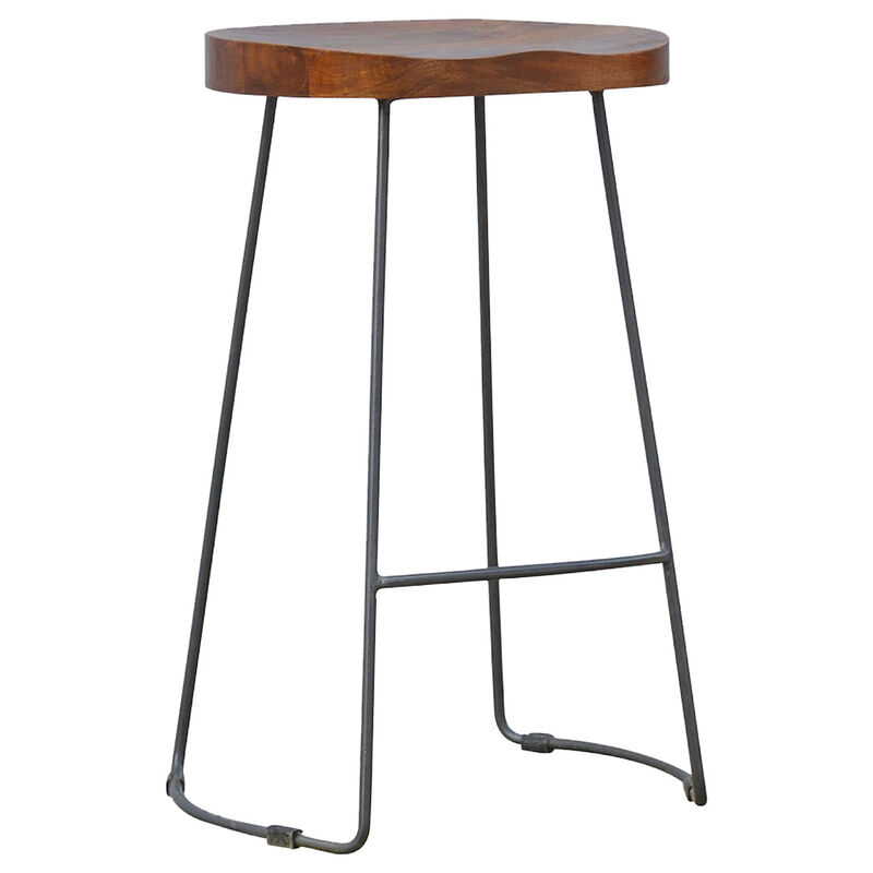 HomeRoots 30" Brown and Black Solid Wood and Iron Bar Height Bar Chair image number 0
