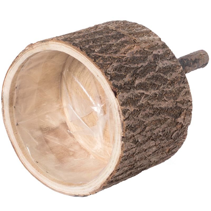 Wooden Stump Tree Log with Bark Planter Pot with Small Tree Branch Legs