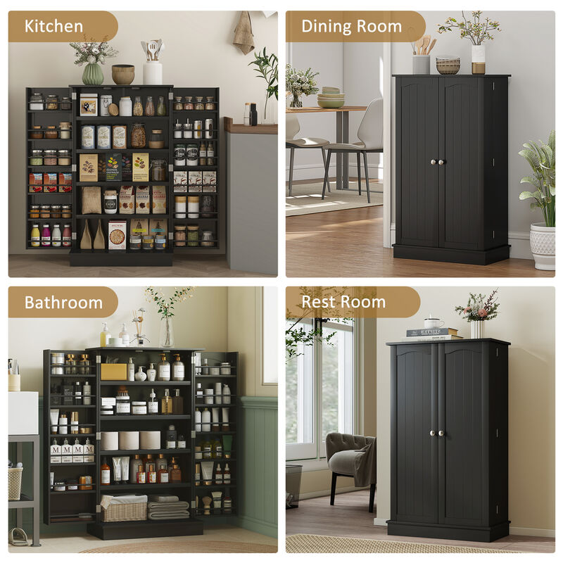 Hivvago Freestanding Kitchen Storage Cabinet with 5-Tier Shelving image number 6