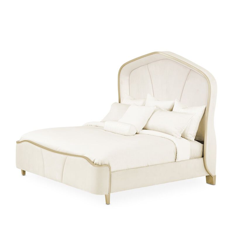 Michael Amini Malibu Crest Eastern King Curved Panel Bed - Chardonnay