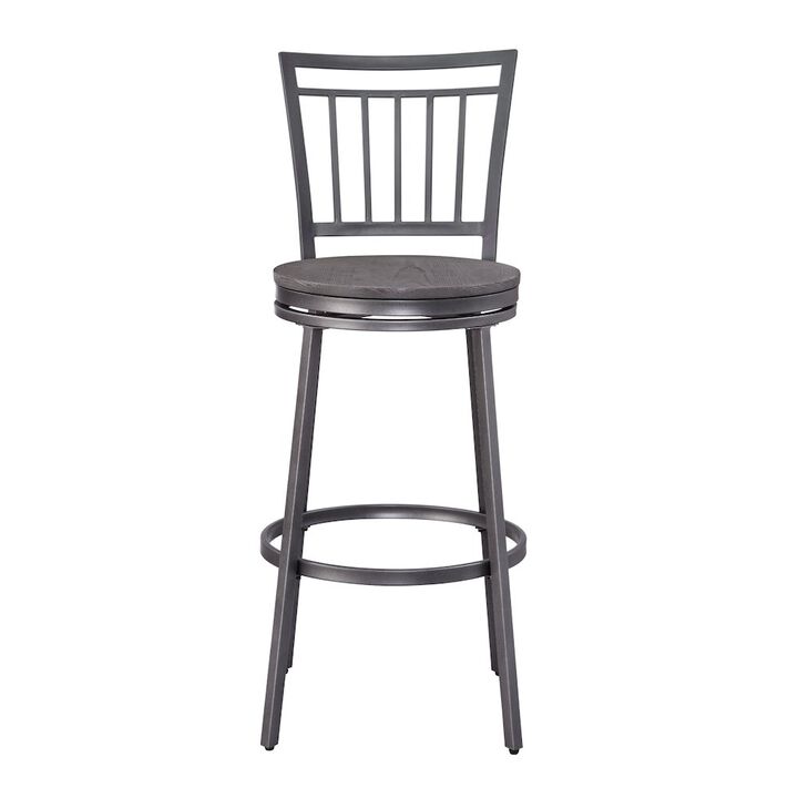 Stockton 25" Metal Swivel Stool - Slate Grey - Grey Oak Seat