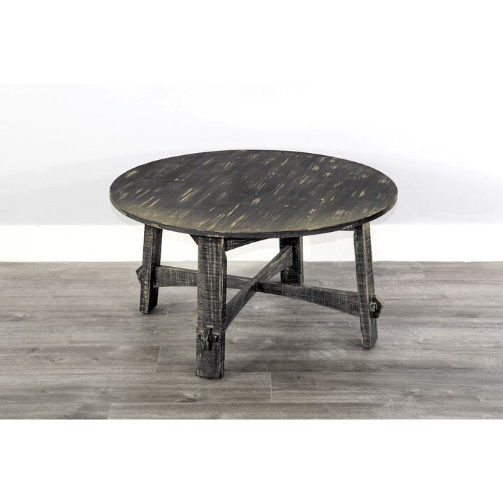 Sunny Designs Marina Farmhouse Mahogany Wood Coffee Table in Black Sand