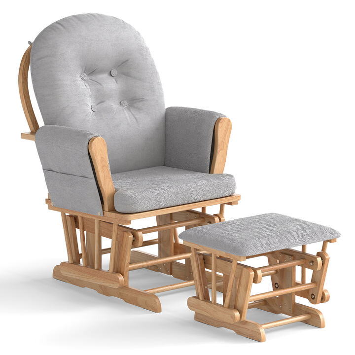 Glider Chair with Ottoman, Detachable Cushion & Padded Armrests