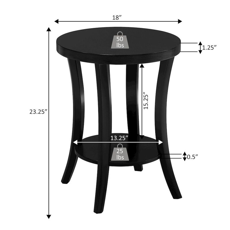 Convenience Concepts Charleston Round End Table with Shelf