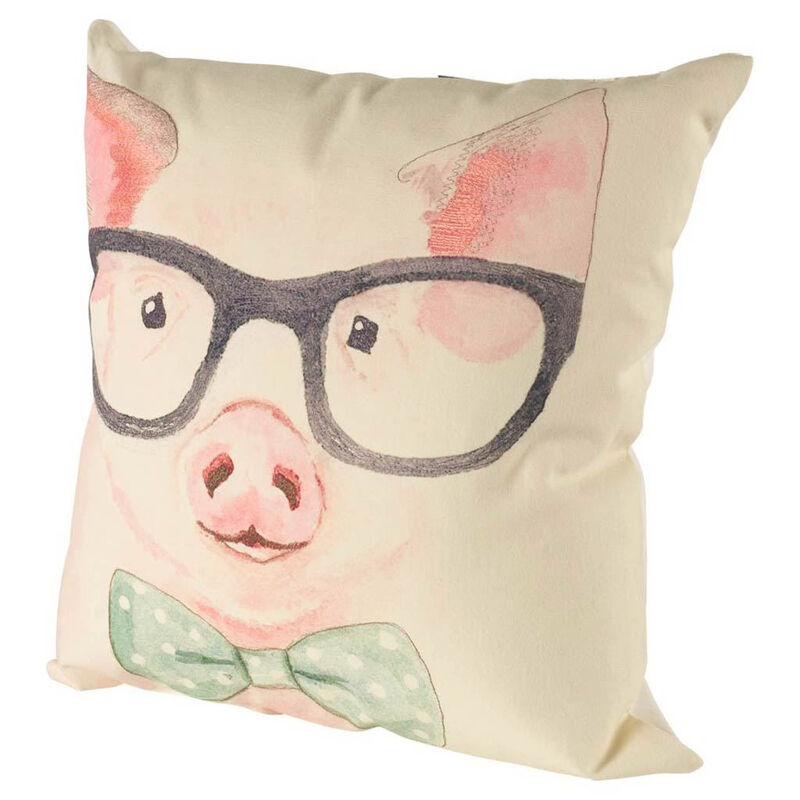 HomeRoots 18" Pink Cream And Beige Pig Linen Throw Pillow Cover image number 0