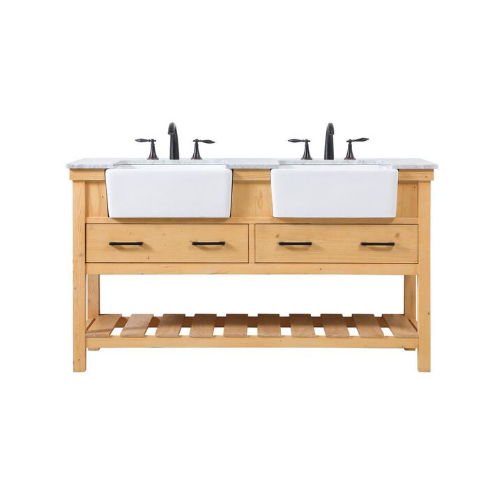 Elegant Kitchen and Bath 60 inch double bathroom vanity in natural wood