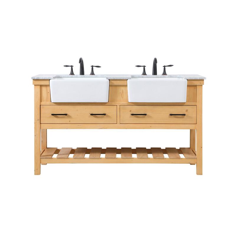 Elegant Kitchen and Bath 60 inch double bathroom vanity in natural wood