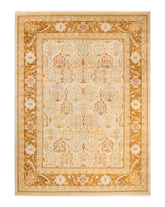 Eclectic, One-of-a-Kind Hand-Knotted Area Rug  - Ivory, 9' 0" x 12' 1"