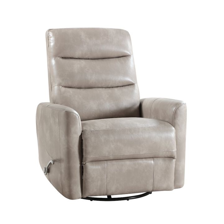 New Classic Furniture Takami Faux Leather Swivel Recliner, Gray
