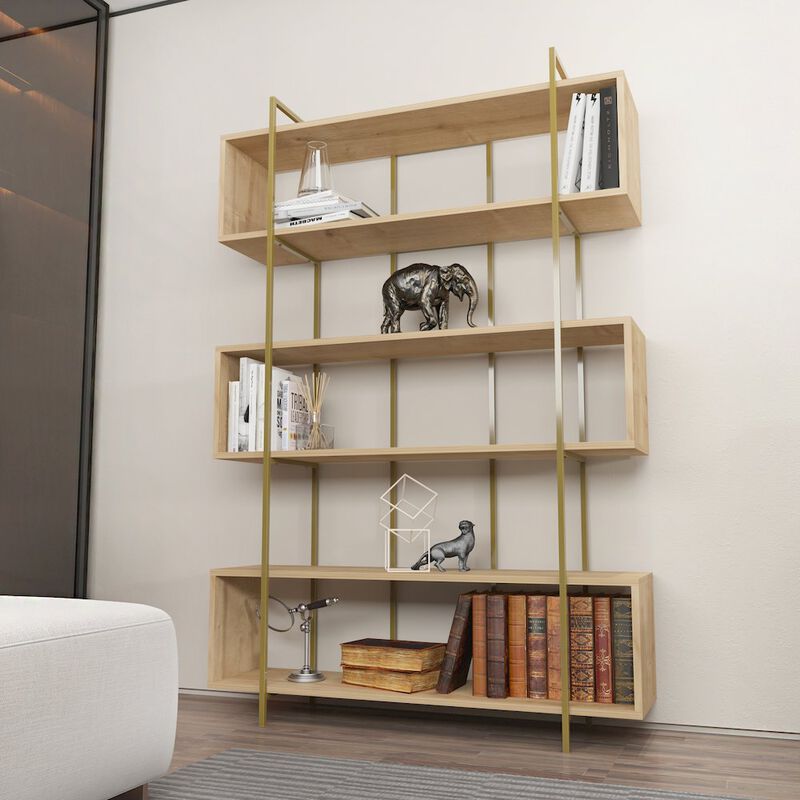 Decorotika Bruti Bookcase Sapphire Oak Gold