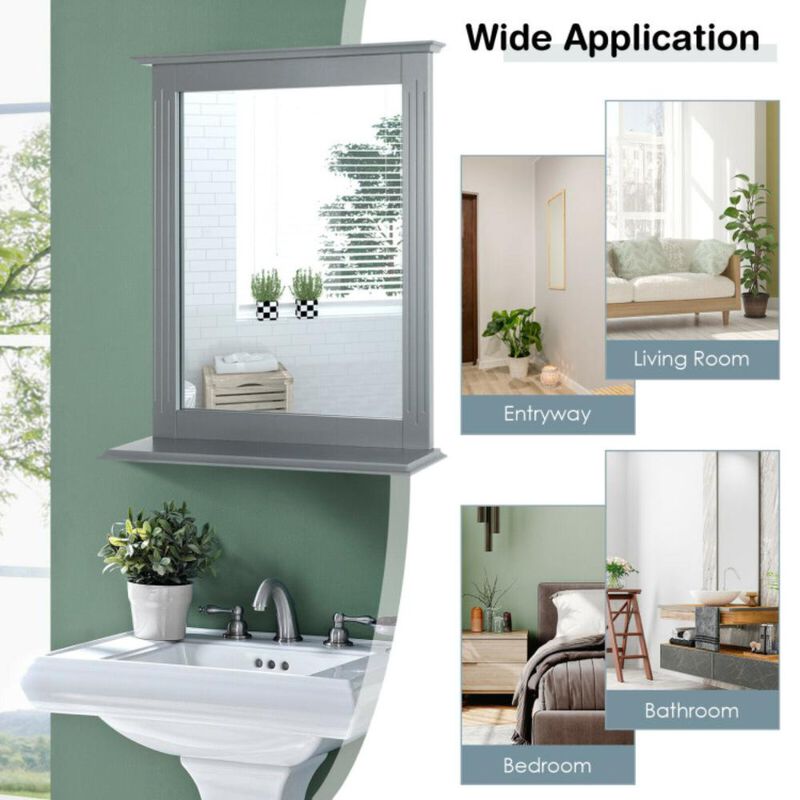 Hivvago Wall-Mounted Multipurpose Vanity Mirror with Shelf
