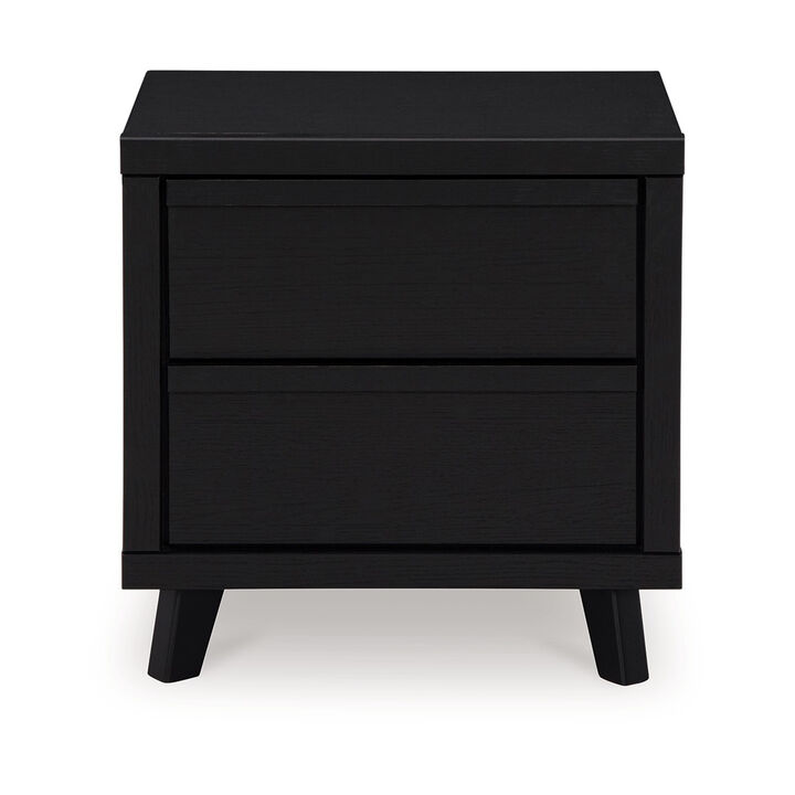Danzi Nightstand, 2 Storage Drawers, 22 Inch, Modern Black Laminate
