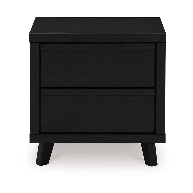 Danzi Nightstand, 2 Storage Drawers, 22 Inch, Modern Black Laminate