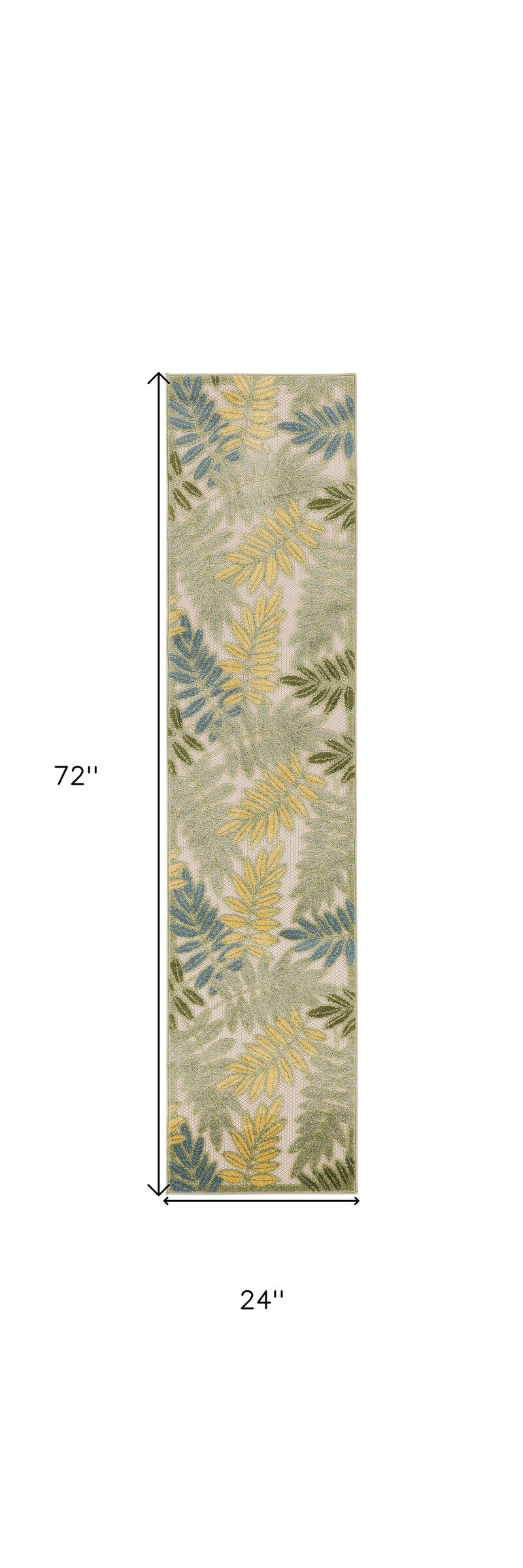 HomeRoots 6' Green Yellow And Blue Palm Leaf Indoor Outdoor Runner Rug image number 6
