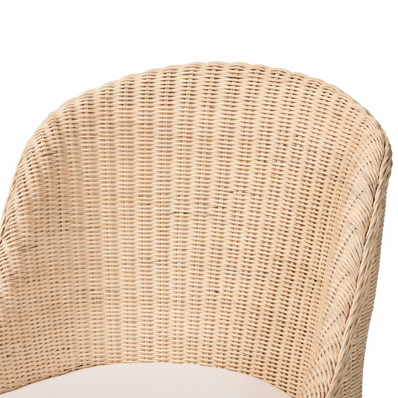 bali & pari Mabel Natural Rattan 2-Piece Dining Chair Set - Handwoven Wicker Accent Chair with Wingback Frame and Seat Cushion for Kitchen or Dining Room image number 3