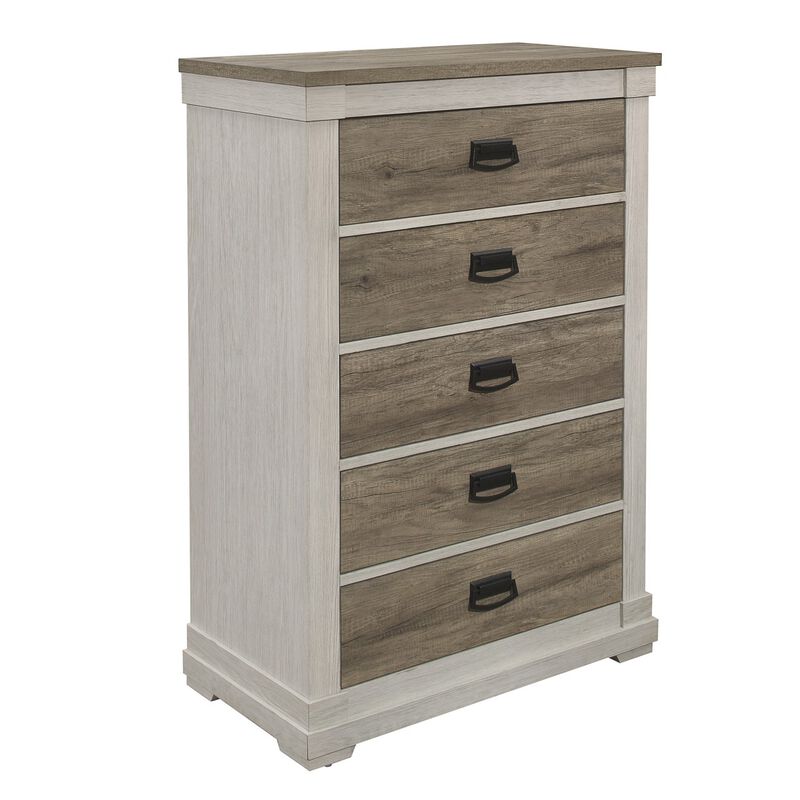 Transitional 1pc Chest with Storage Drawers Classic Shaped Two-Tone Look Bedroom Furniture