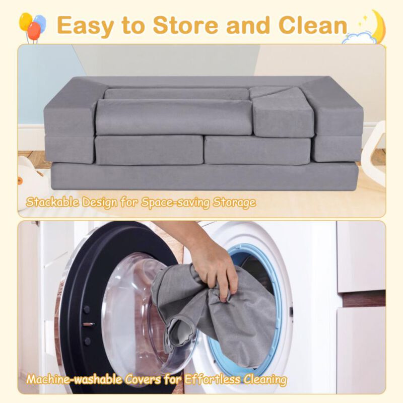 Hivvago Climb and Crawl Foam and Floor Playset with Breathable Suede Fabric