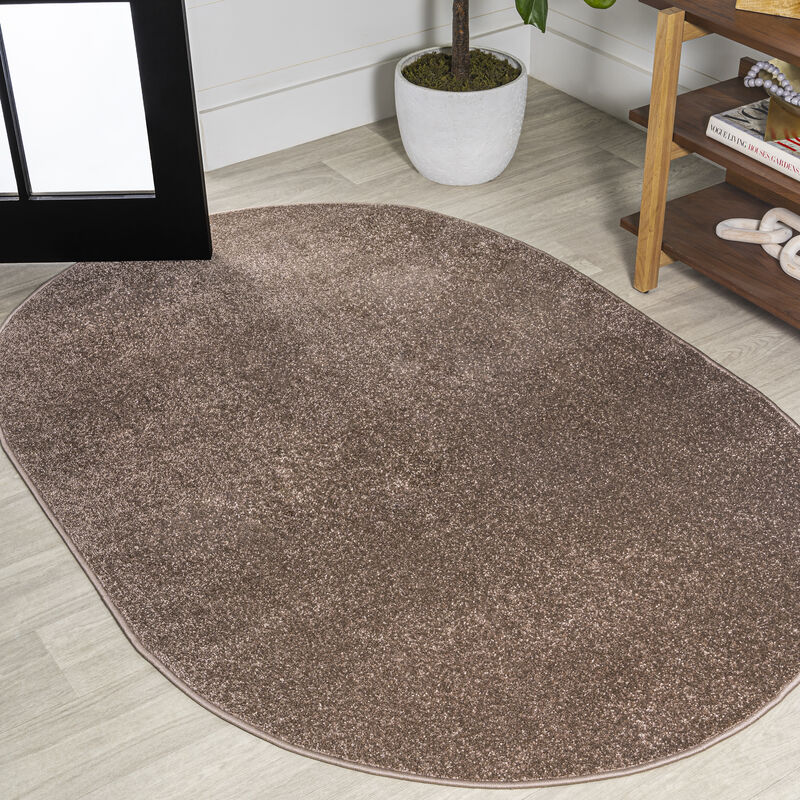 Haze Solid Low Pile Oval Area Rug