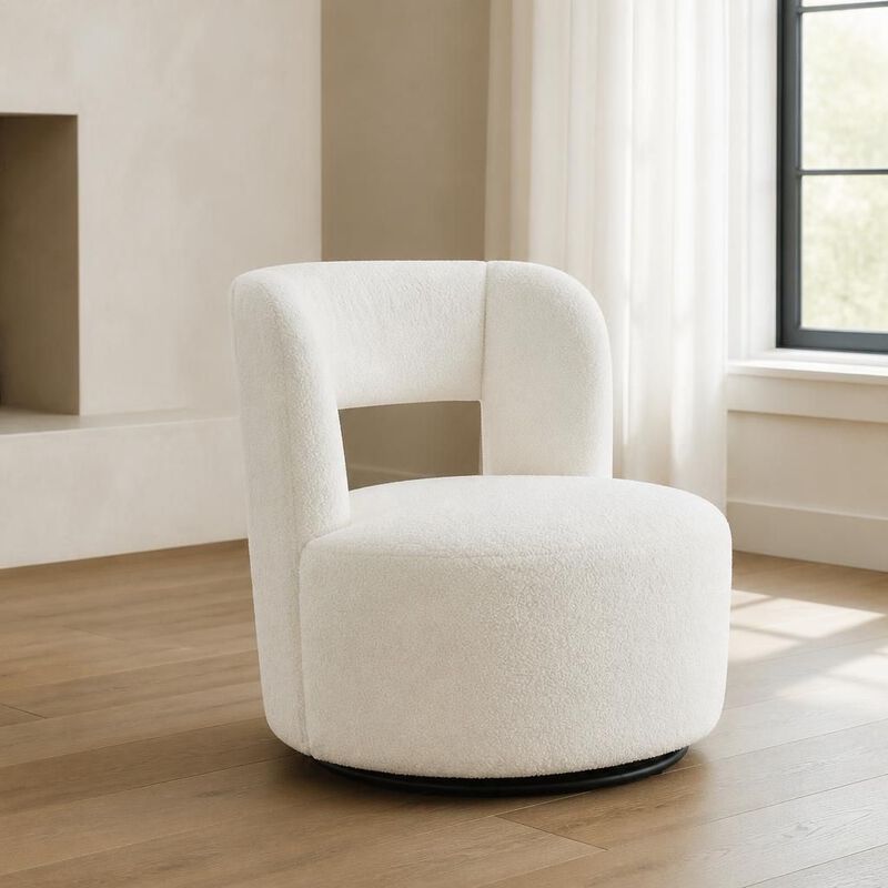 GOODSILO Soft Plush 360 Degree Swivel Round Accent Barrel Chair Upholstered in Cozy Teddy Fabric for Living Room, Bedroom and Office Spaces image number 3