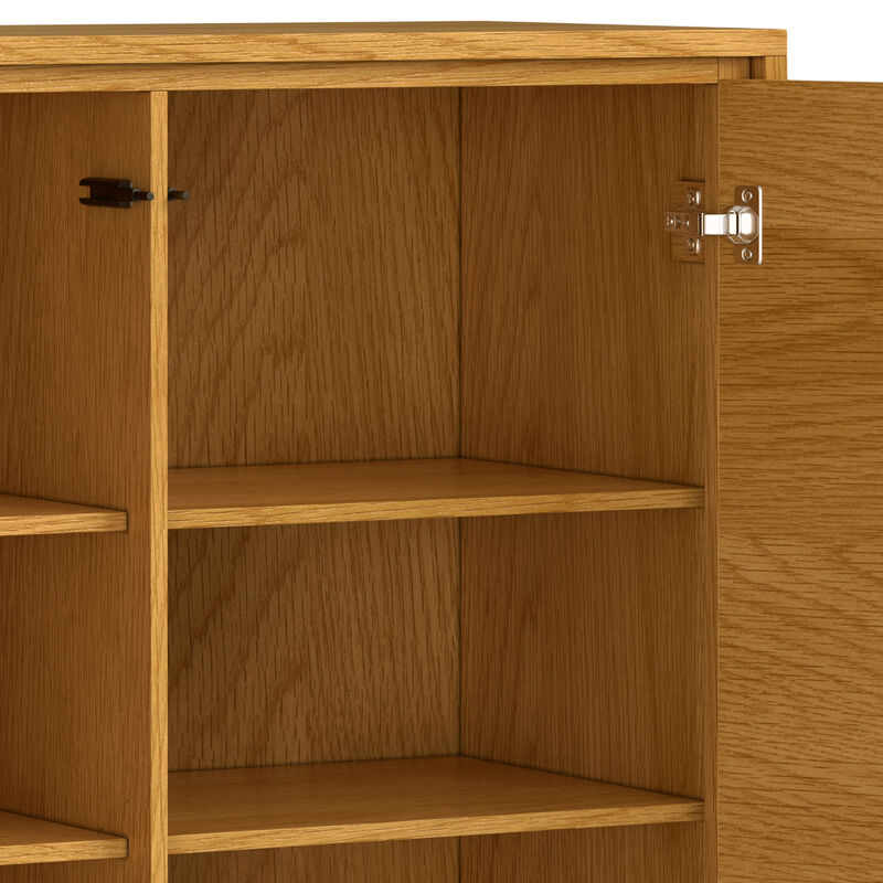 Lowry SOLID WOOD and Metal 39 inch Wide Modern Industrial Medium Storage Cabinet in Oak Veneer