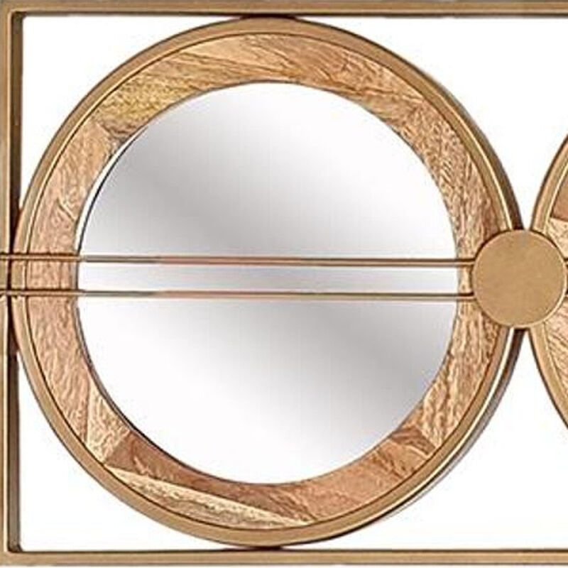 HomeRoots 14" Brown and Gold Aluminum and Wood Geometric Framed Accent Mirror image number 5