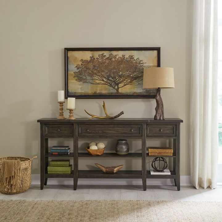 Liberty Furniture Paradise Valley Hall Console Table Traditional - Saddle Brown Oak Wood
