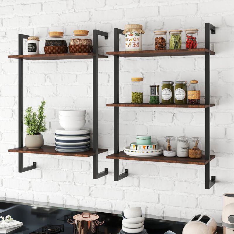 Clihome 3 Tier and 2 Tier Bathroom Shelves Metal, Wood Hanging Storage Bookshelf image number 2
