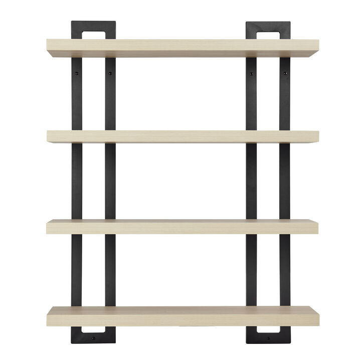 4-Tier Wide Ladder Bracket Floating Metal Frame Wall Shelves