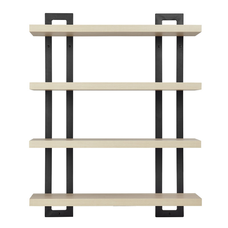 4-Tier Wide Ladder Bracket Floating Metal Frame Wall Shelves