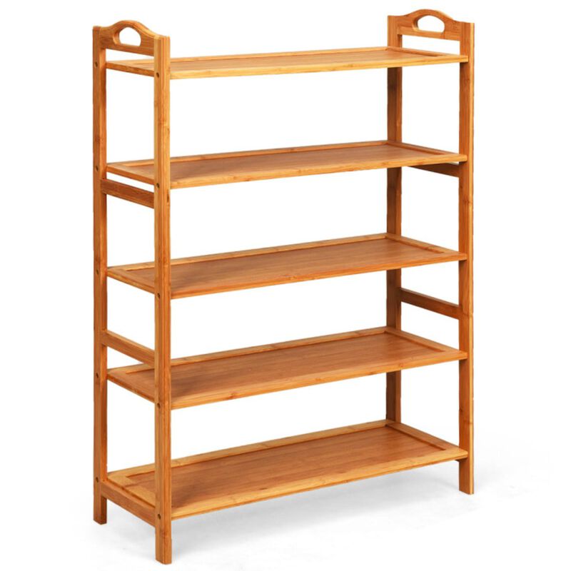 Hivvago 5-Tier Bamboo FreeStanding Shoe Rack-Natural