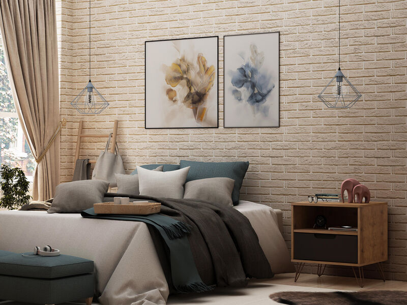 Rockefeller Gray and Brown 1-Drawer Nightstand