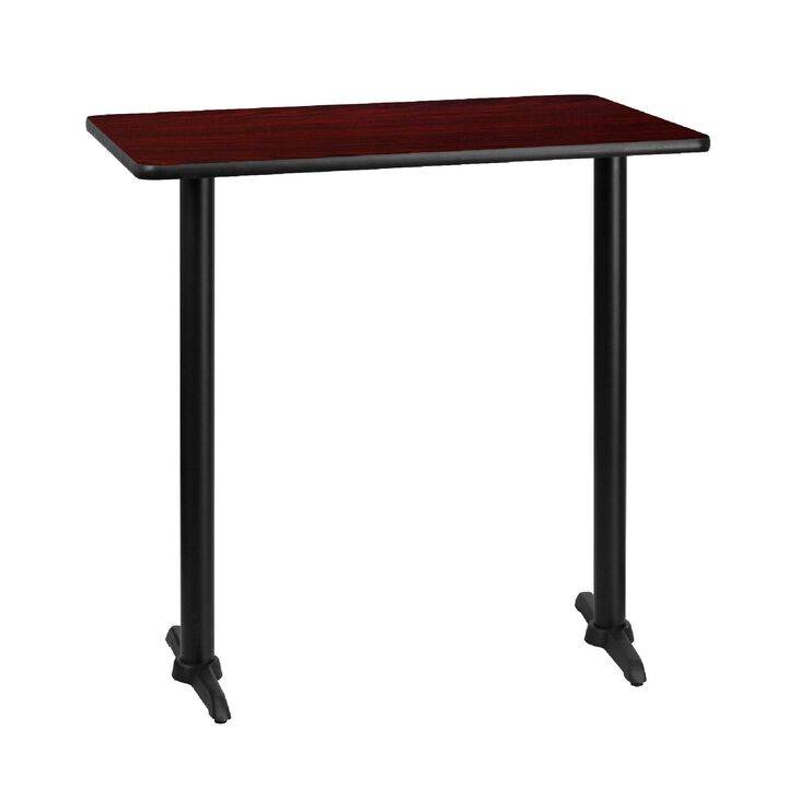 Flash Furniture Stiles 30'' x 42'' Rectangular Mahogany Laminate Table Top with 5'' x 22'' Bar Height Table Bases