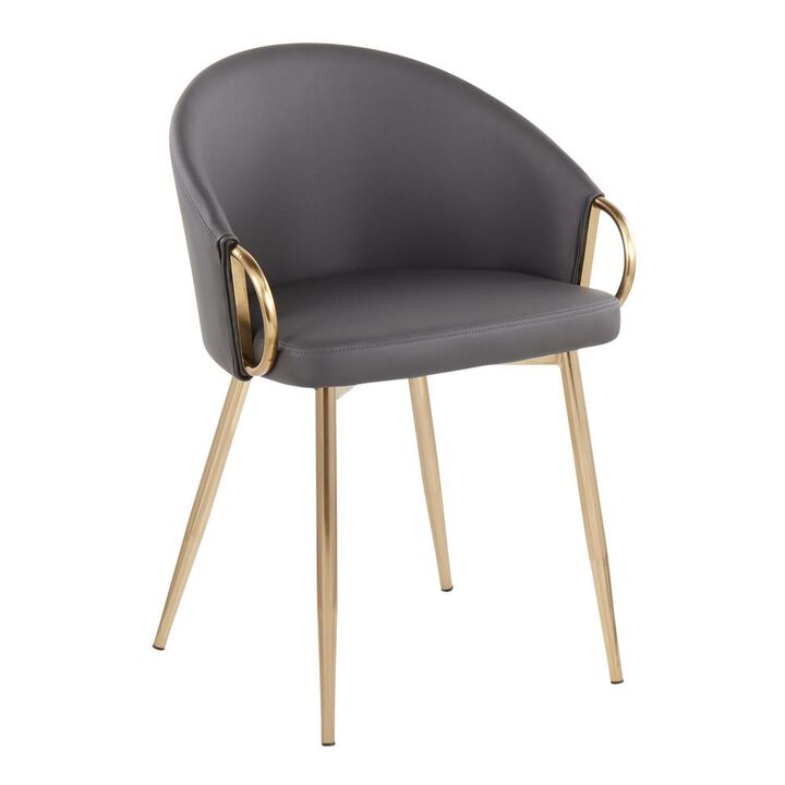 LumiSource Gold Metal, Grey PU Claire Chair