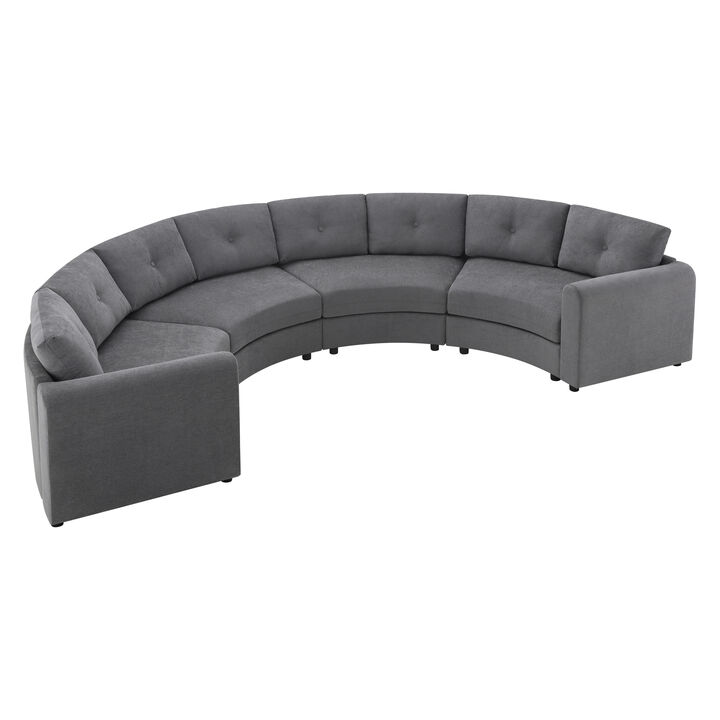 Merax Curved Modular Sectional Sofa with Customizable Layout, High-Resilience Foam & Pocket Spring Seats