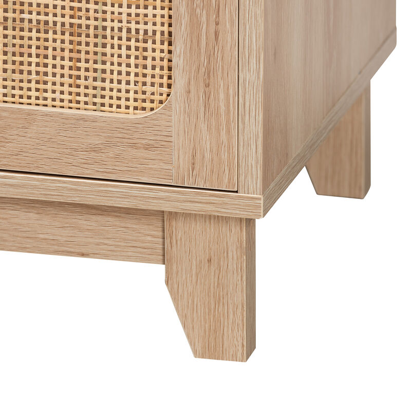 Baxton Studio Elsbeth  Light Brown Finished Wood and Natural Rattan 2 Door TV Stand image number 6
