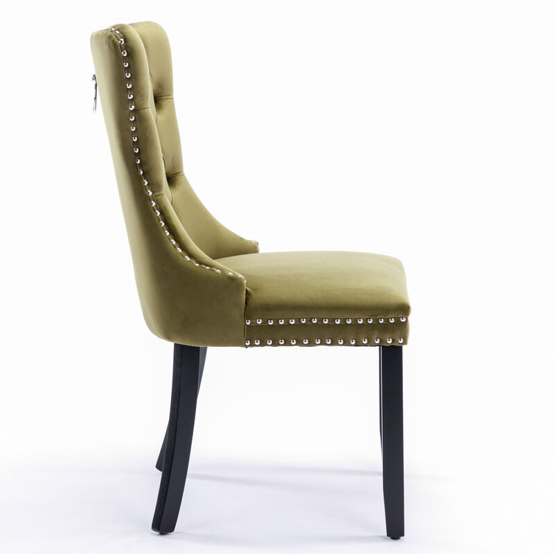Streamdale Contemporary Velvet Dining Chairs, Olive-Green (2-PCS) image number 3