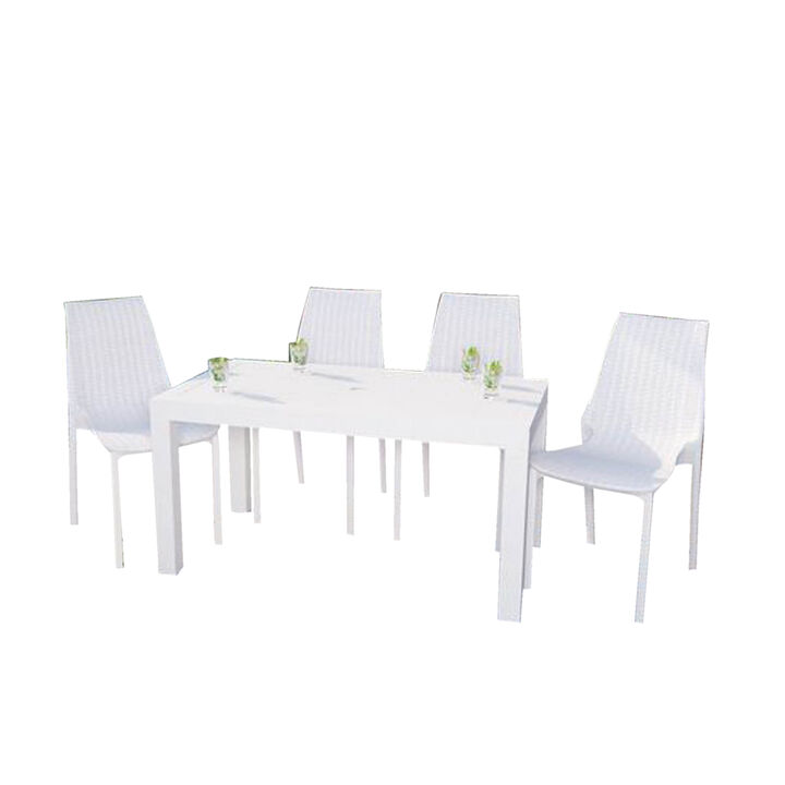 LeisureMod Kent Outdoor Dining Chair, Set of 4