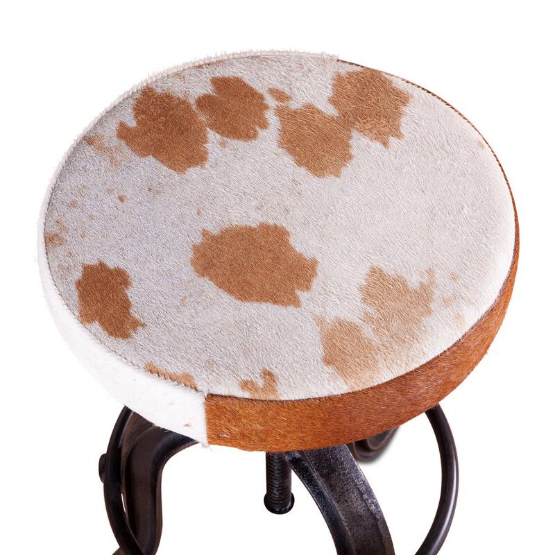 World Interiors Sterling Height Adjustable Barstool in Natural Cowhide