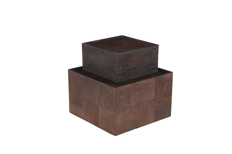 HomeRoots 22" Black And Brown Solid Wood Square End Table image number 4