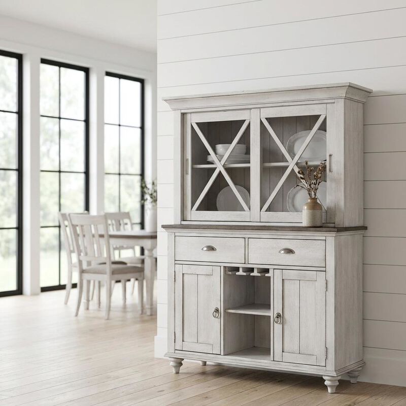 Liberty Furniture Traditional Rubberwood Hutch & Buffet in Pine Veneers for Dining Room Storage image number 1