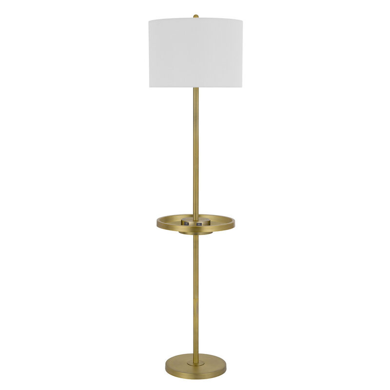 HomeRoots 62" Brass Tray Table Floor Lamp With White Square Shade image number 2