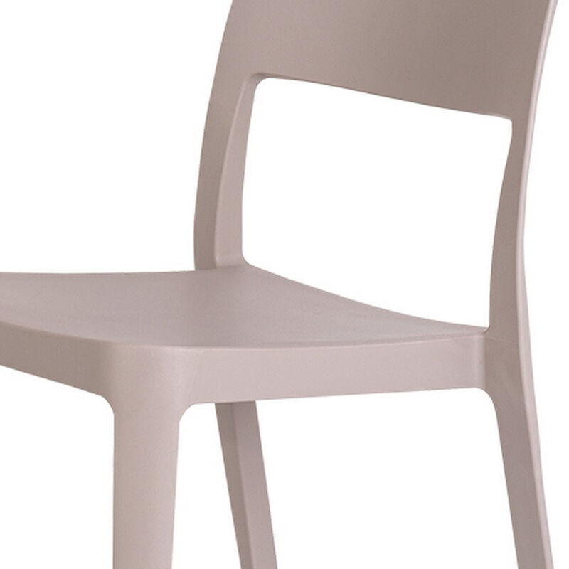 HomeRoots Set of Two Taupe Heavy Duty Plastic Outdoor Stacking Accent Chairs image number 2