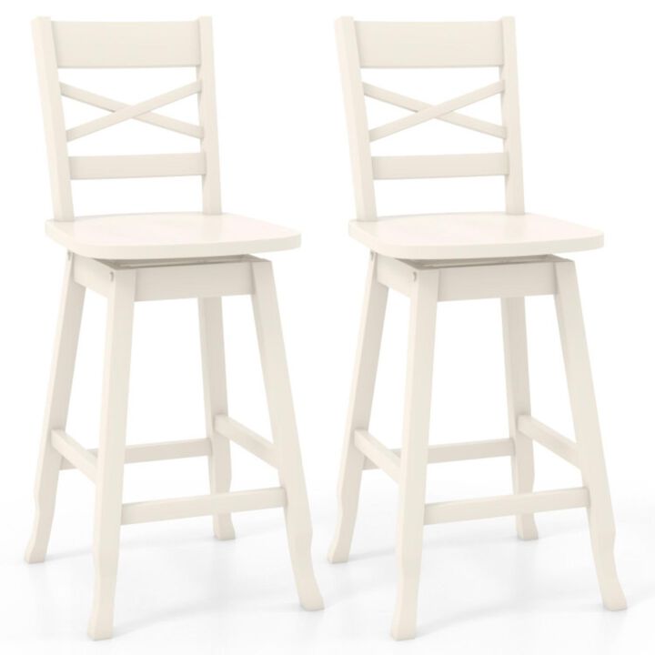 Hivvago Swivel 24-Inch Counter Height Stool Set of 2 with Inclined Backrest