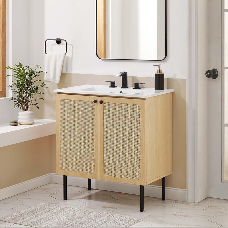 Modway EEI-6602-OAK Chaucer 30" Bathroom Vanity Cabinet (Sink Basin Not Included), Oak image number 1