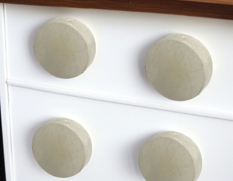 HomeRoots Set of Six Off White Stone Disc Drawer Pull Knobs image number 1