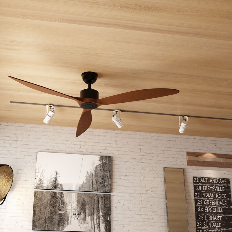 FUFU&GAGA 65-Inch Indoor Ceiling Fan with Light, Black Walnut Wood Blades, DC Motor, 6 Speeds, 1/4/8H Timer