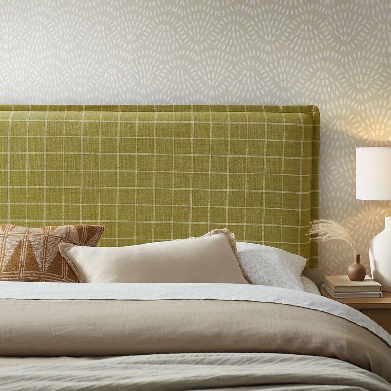 Camille Checkered Linen Blend King Size Headboard image number 7