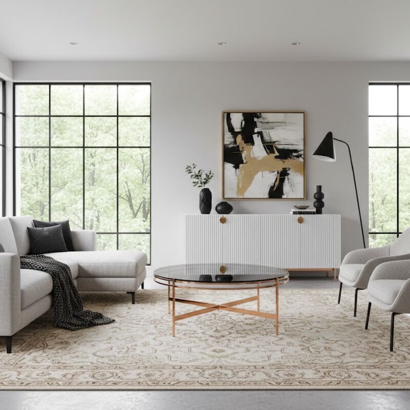 Round Smoked Glass Coffee Table | OROA Modern Bradford image number 1