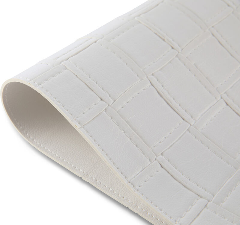 HomeRoots 18" Set of Four White Basketweave Faux Leather Placemats image number 2