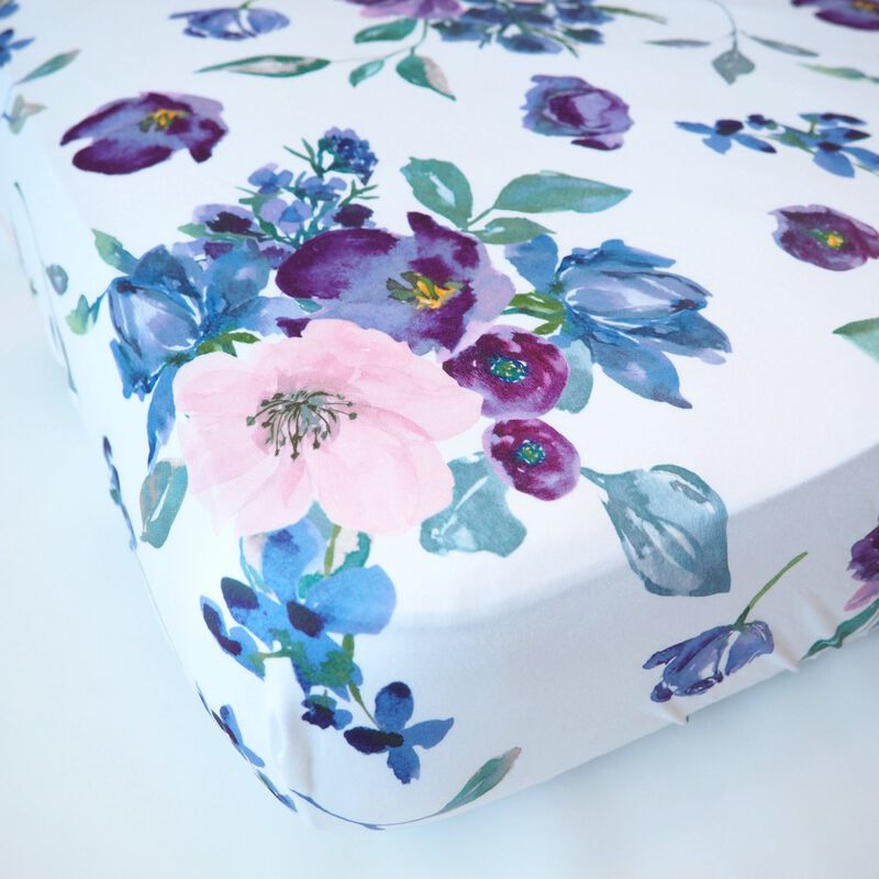 Super Soft Fitted Crib Sheet - Purple & Blush Floral